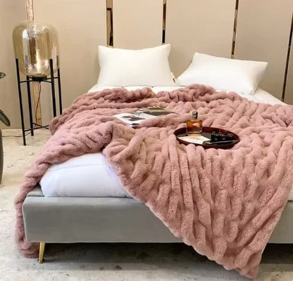 Luxury Faux Rabbit Fur Winter Blanket